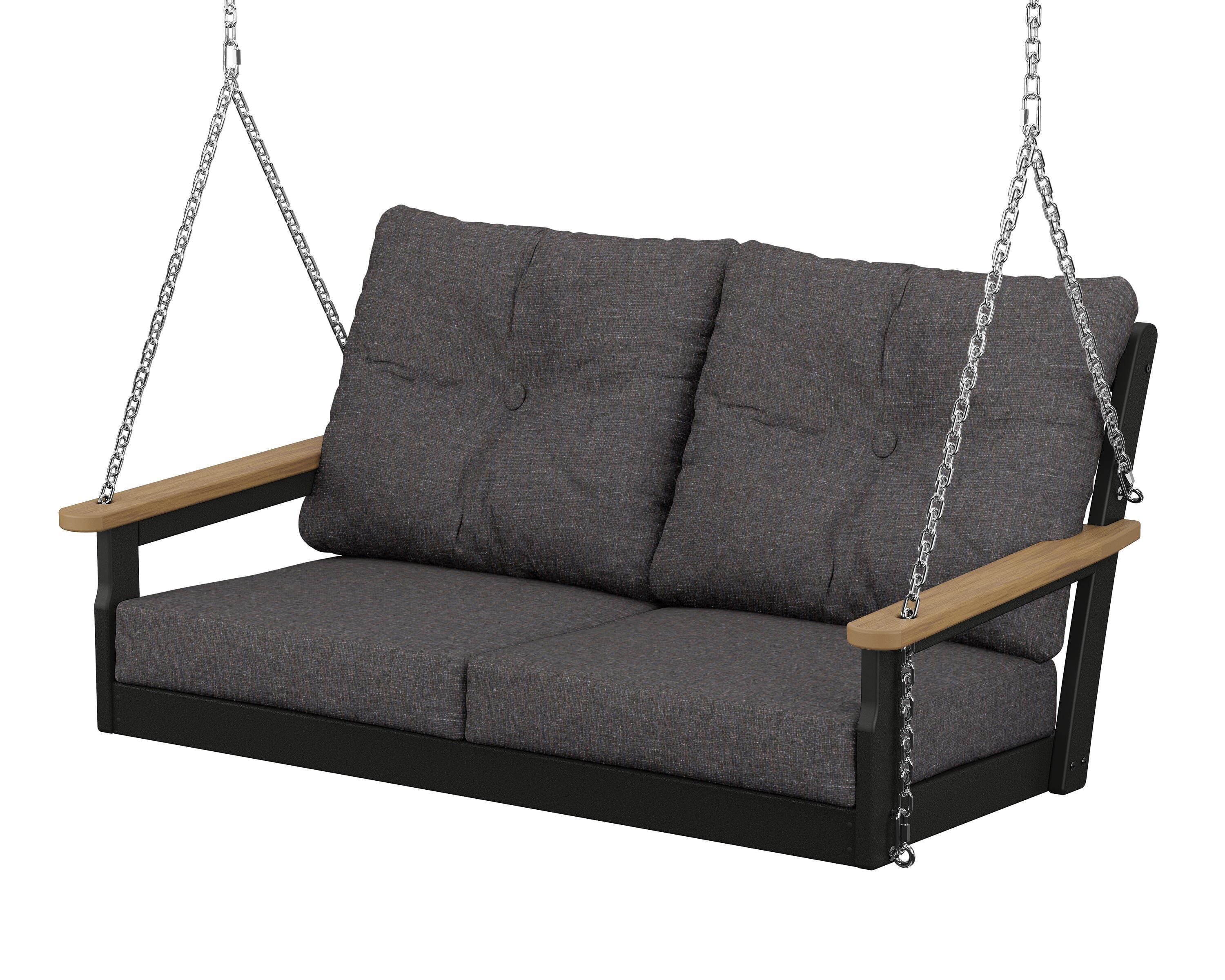 POLYWOOD® Vineyard Deep Seating Swing in Black / Natural / Ash Charcoal