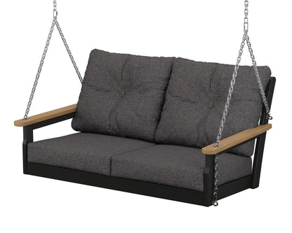 POLYWOOD® Vineyard Deep Seating Swing in Black / Natural / Ash Charcoal