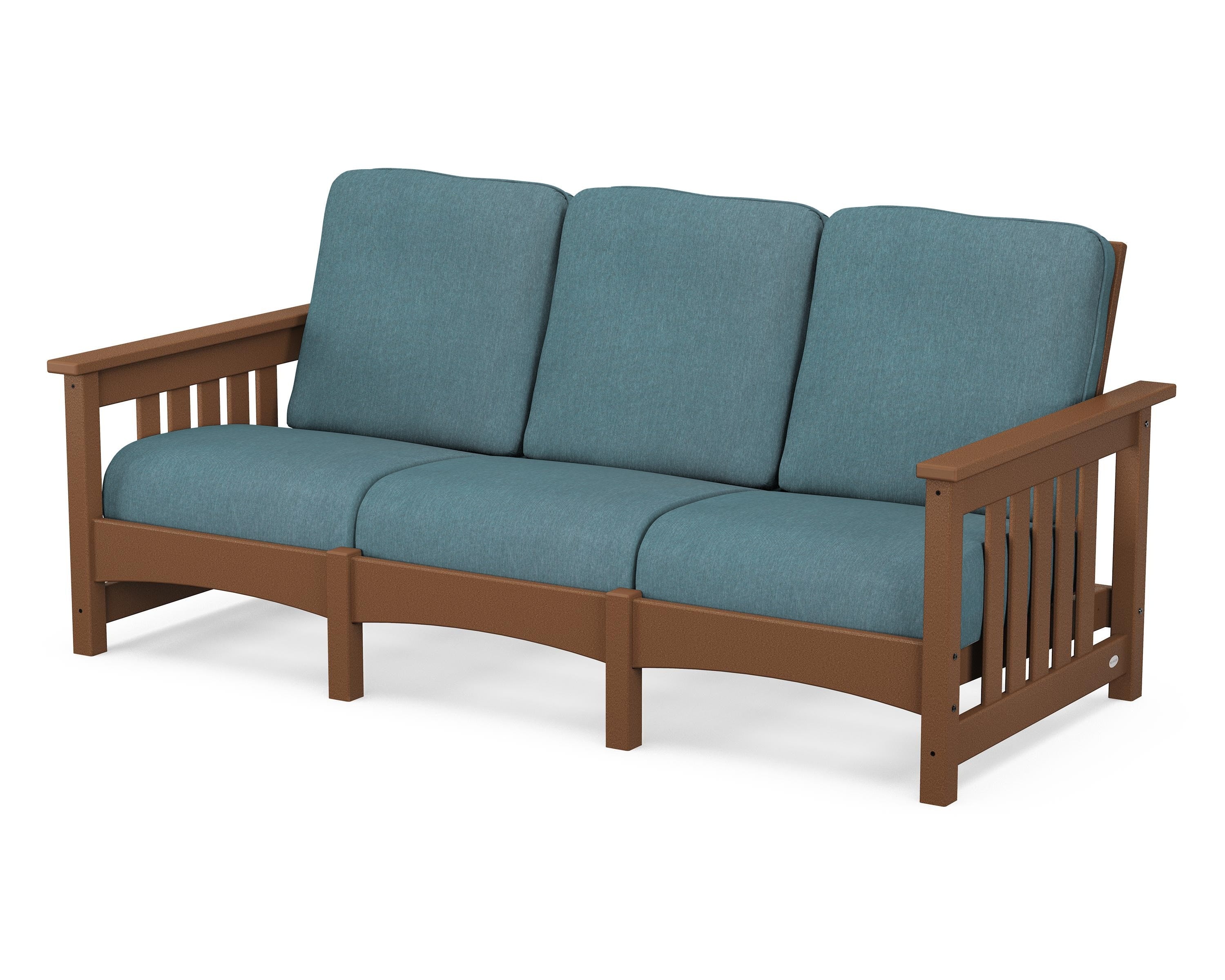 POLYWOOD® Club Mission Sofa in Teak / Ocean Teal