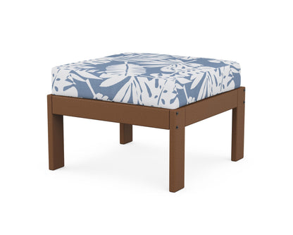 POLYWOOD® Vineyard Modular Ottoman in Teak / Leaf Sky Blue