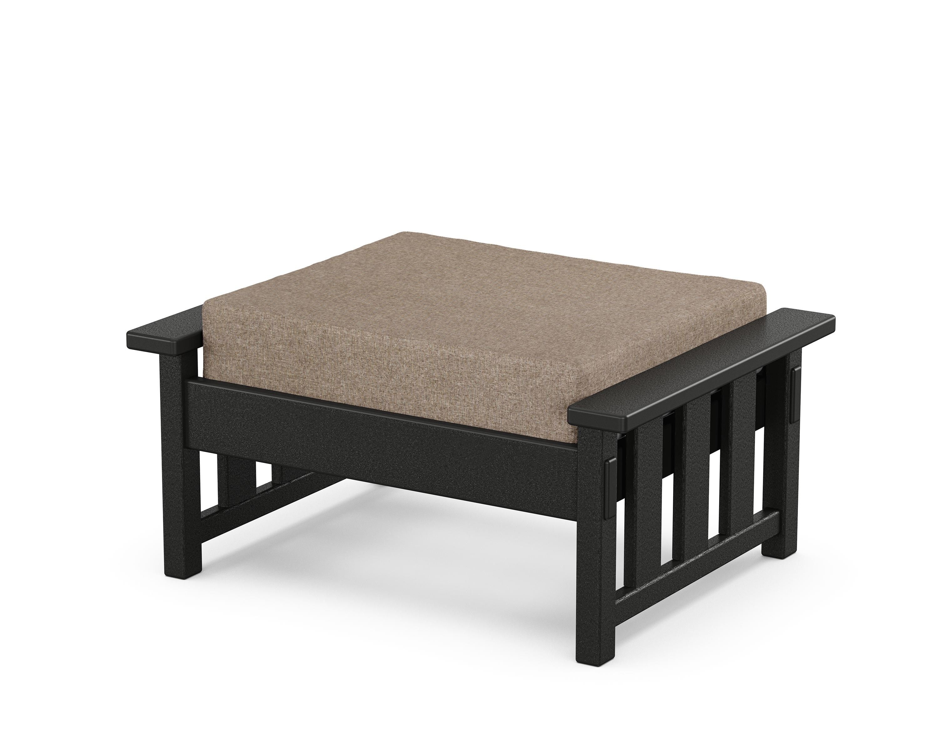 Martha Stewart by POLYWOOD® Acadia Deep Seating Ottoman in Black / Spiced Burlap