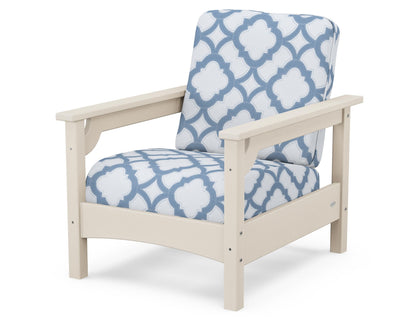 POLYWOOD® Club Chair in Sand / Trellis Sky Blue