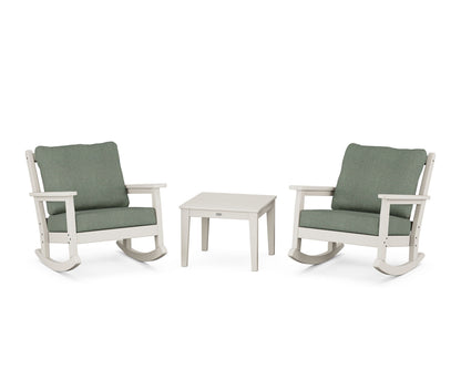 POLYWOOD® Chippendale 3-Piece Deep Seating Rocker Set in Sand / Cast Sage