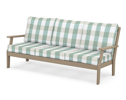 POLYWOOD® Braxton Deep Seating Sofa in Vintage Sahara / Buffalo Plaid Glacier Spa