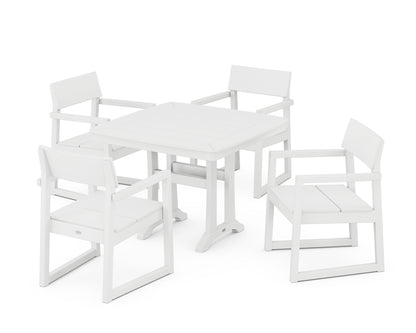 POLYWOOD® EDGE 5-Piece Dining Set with Trestle Legs in White
