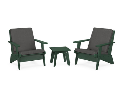 POLYWOOD® Riviera Modern Lounge 3-Piece Set in Green / Spectrum Carbon