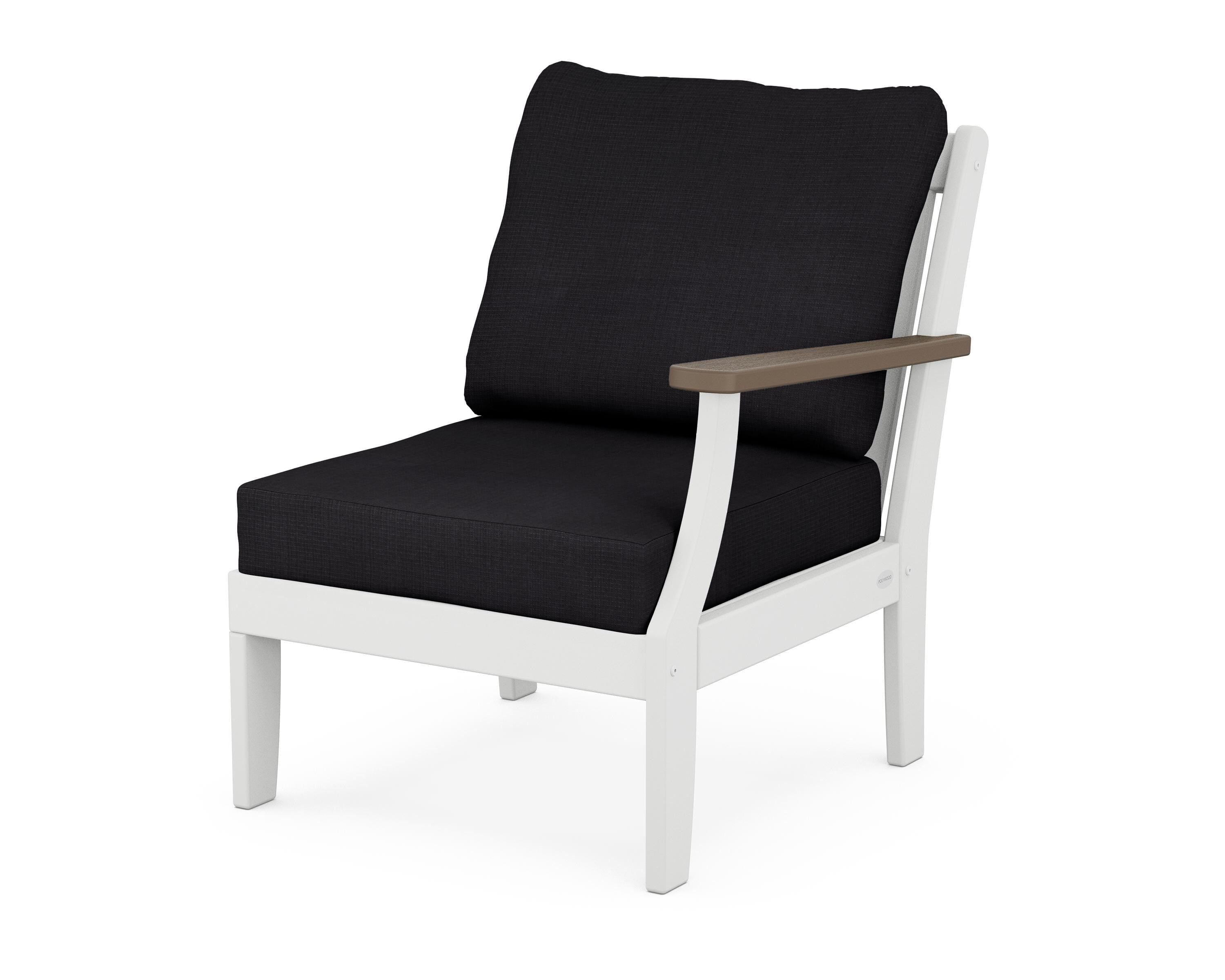 POLYWOOD® Braxton Modular Right Arm Chair in White / Kona / Midnight Linen