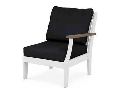 POLYWOOD® Braxton Modular Right Arm Chair in White / Kona / Midnight Linen