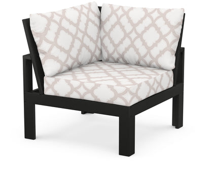 Unbranded Modular Corner Chair in Black / Trellis Dune Burlap