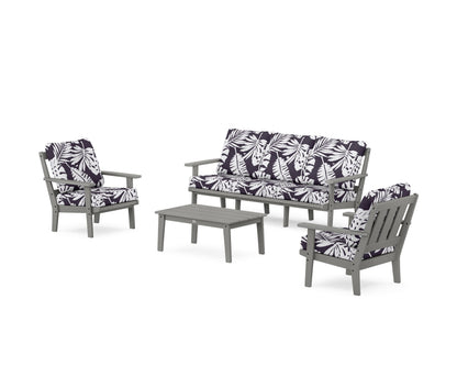 POLYWOOD® Oxford 4-Piece Deep Seating Set with Sofa in Slate Grey / Leaf Navy