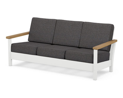 POLYWOOD® Harbour Deep Seating Sofa in White / Natural / Ash Charcoal