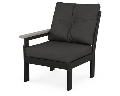 POLYWOOD® Vineyard Modular Left Arm Chair in Black / Driftwood / Spectrum Carbon