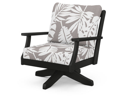 POLYWOOD® Braxton Deep Seating Swivel Chair in Black / Leaf Grey Mist