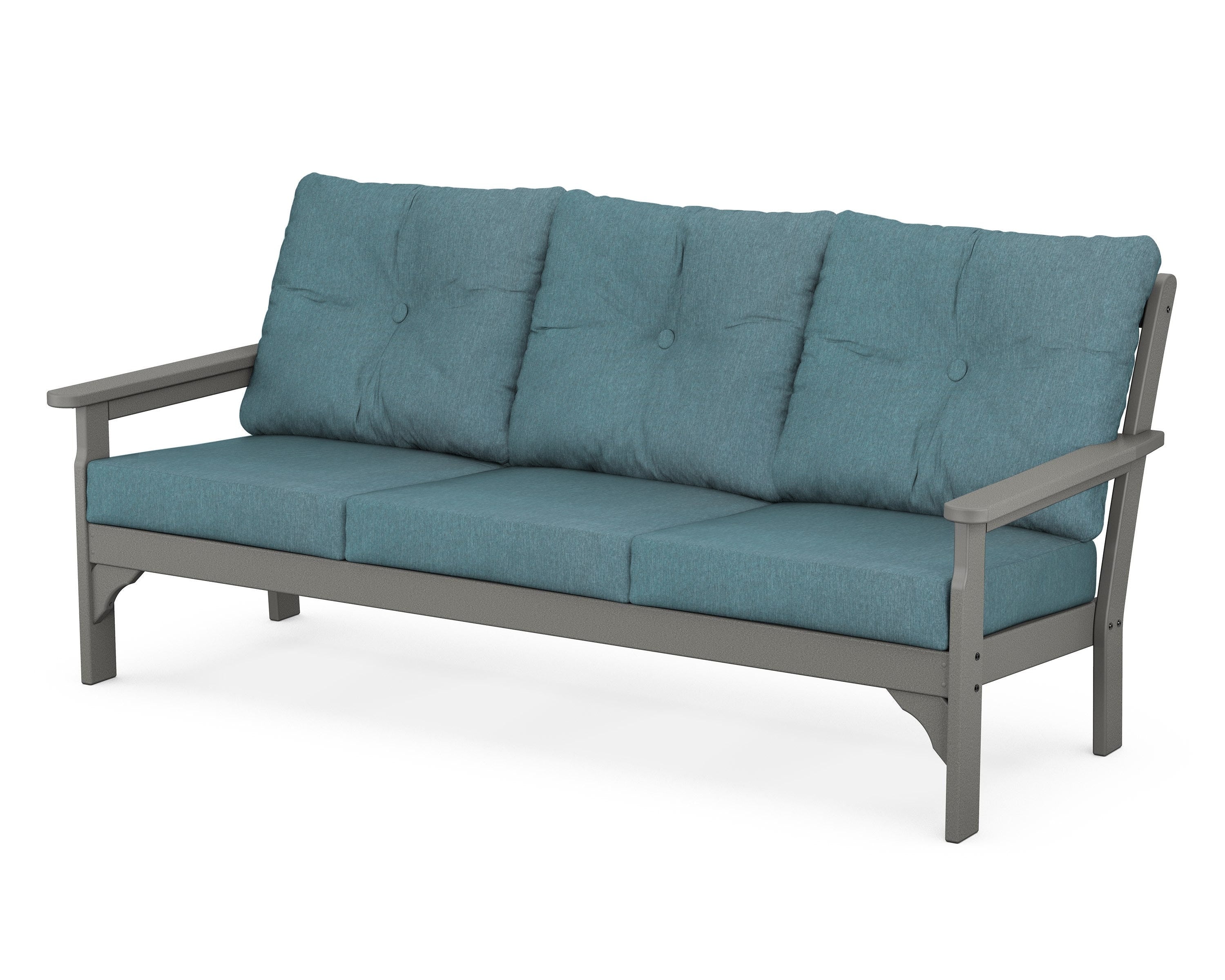 POLYWOOD® Vineyard Deep Seating Sofa in Slate Grey / Ocean Teal