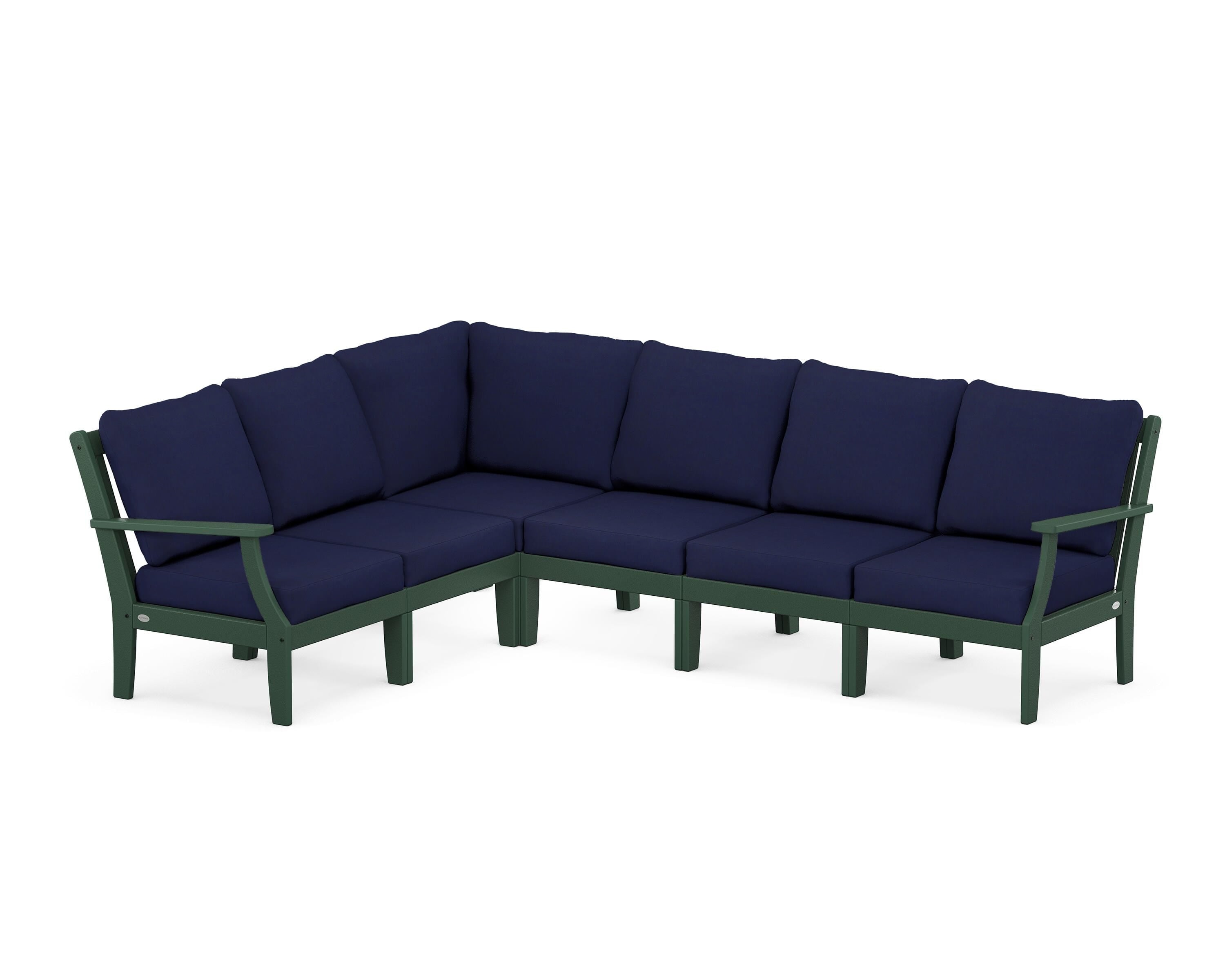 POLYWOOD® Braxton Modular 6-Piece Deep Seating Set in Green / Navy