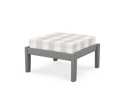 Unbranded Deep Seating Ottoman in Slate Grey / Buffalo Plaid Dune Burlap