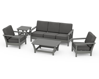 POLYWOOD® Harbour 5-Piece Deep Seating Set in Slate Grey / Spectrum Carbon
