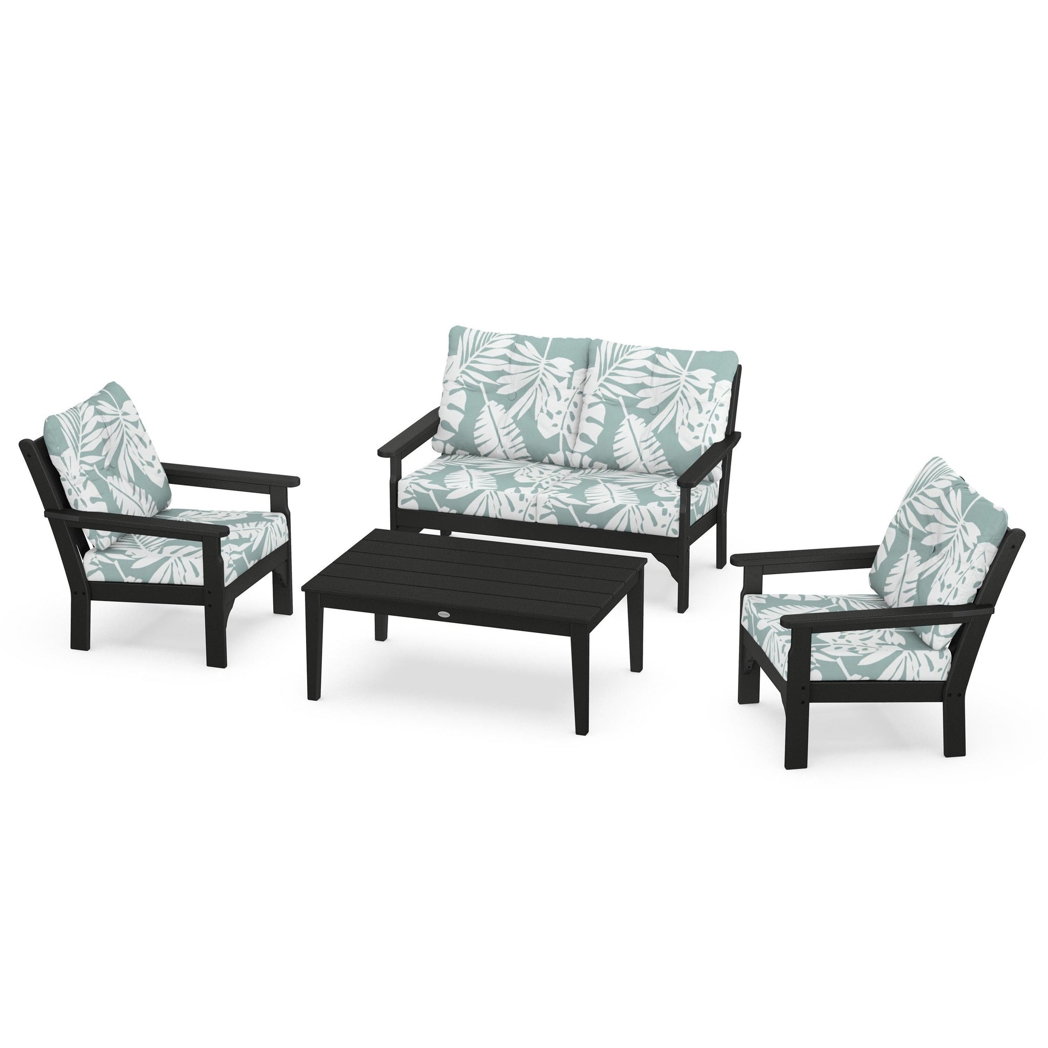Vineyard 4 Piece Deep Seating Set - Black