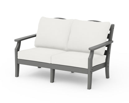 Draper James™ by  POLYWOOD® Savannah Deep Seating Loveseat in Slate Grey / Natural Linen