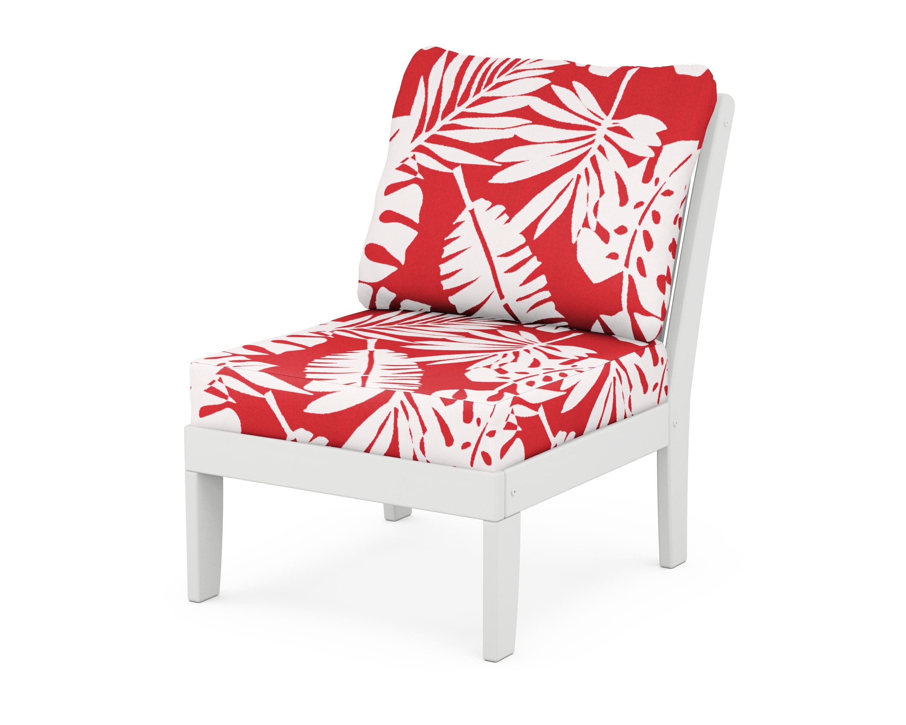POLYWOOD® Braxton Modular Armless Chair in White / Leaf Crimson