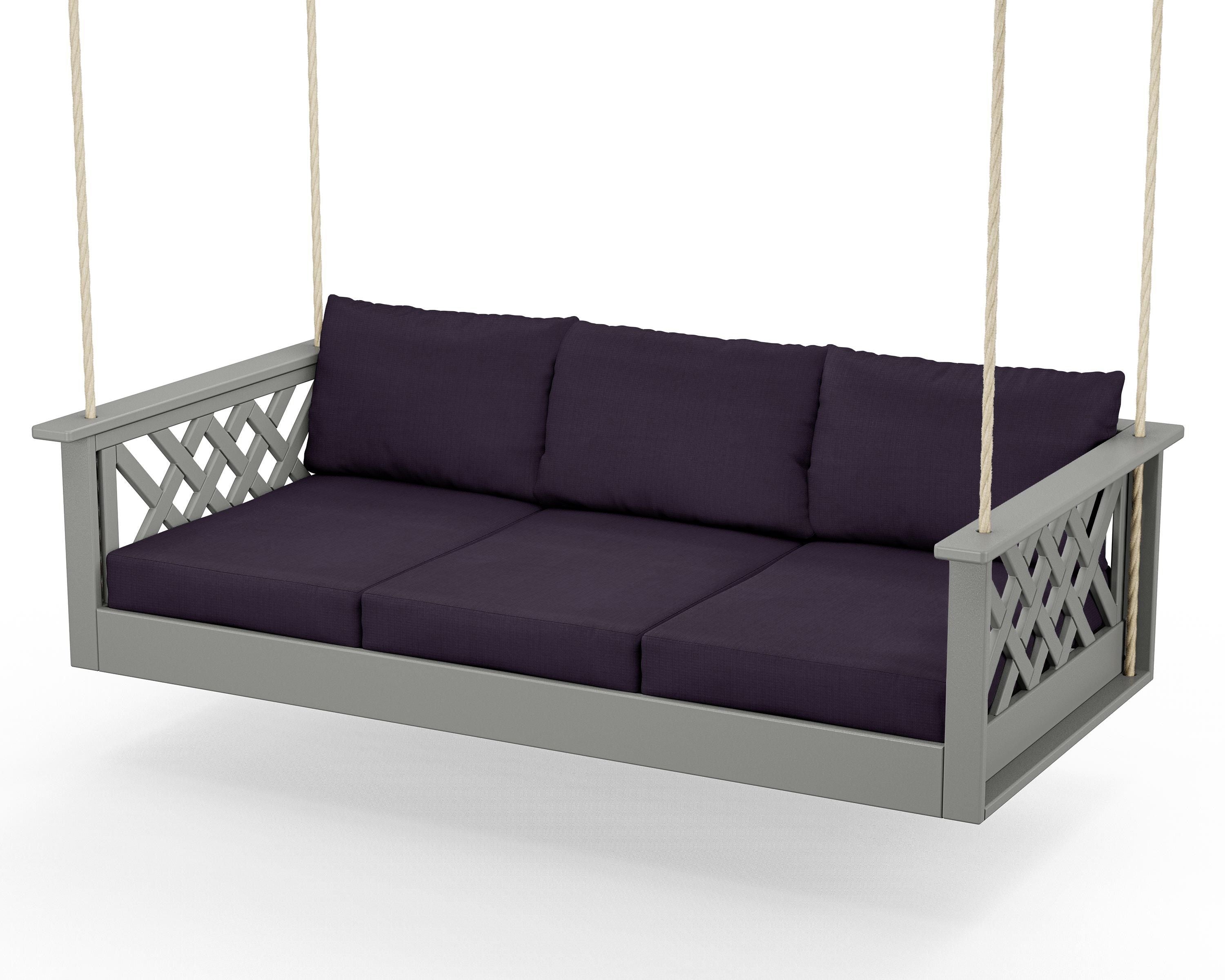 Country Living Wovendale Daybed Swing in Slate Grey / Navy Linen