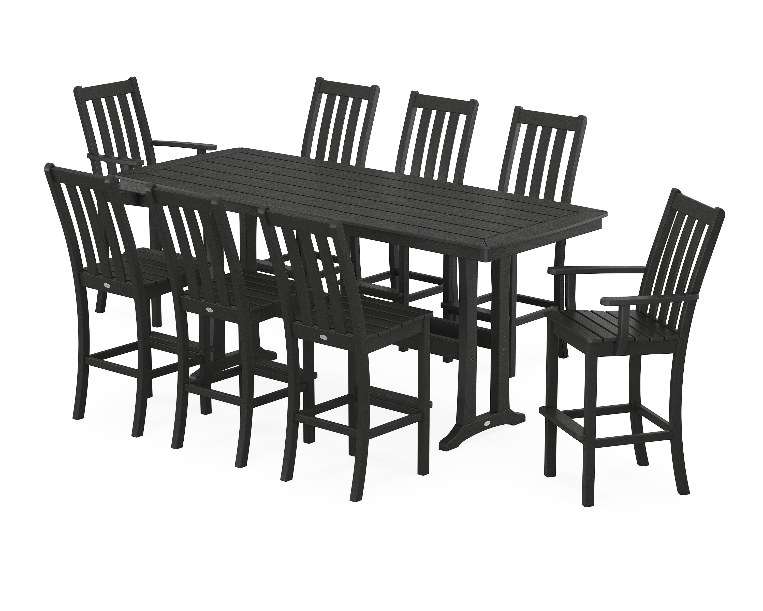 POLYWOOD® Vineyard 9-Piece Bar Set with Trestle Legs in Black