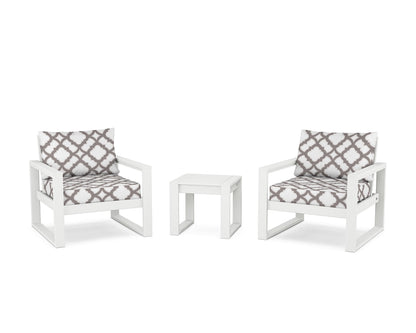 POLYWOOD® EDGE Sectional 3-Piece Deep Seating Set in White / Trellis Grey Mist