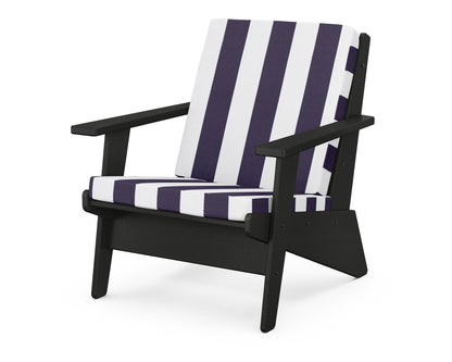 POLYWOOD® Riviera Modern Lounge Chair in Black / Cabana Stripe Navy
