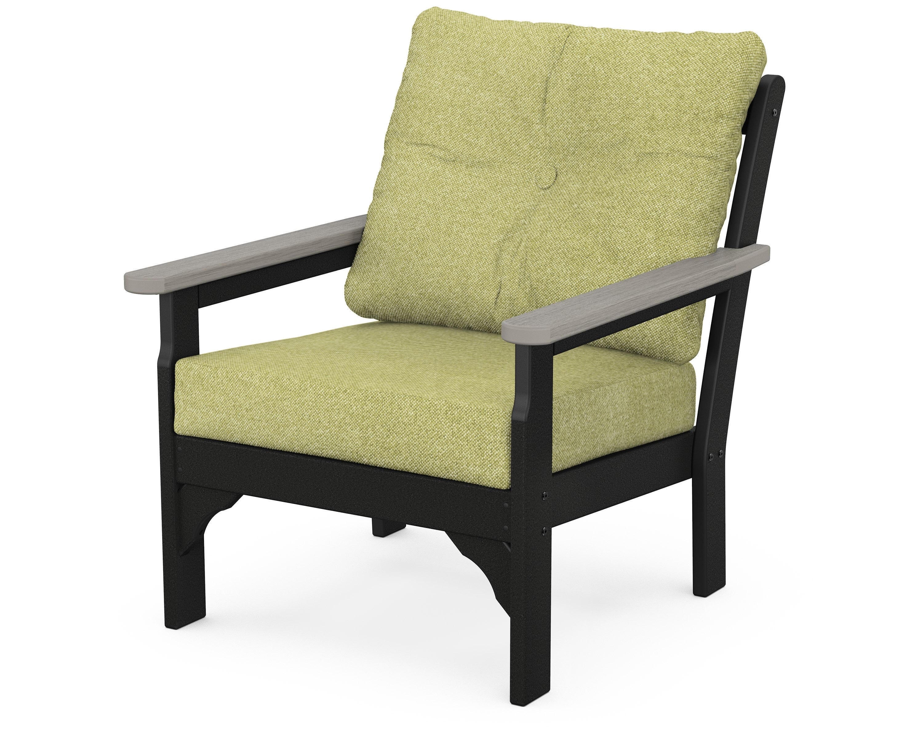 POLYWOOD® Vineyard Deep Seating Chair in Black / Driftwood / Chartreuse Boucle