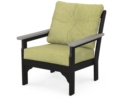 POLYWOOD® Vineyard Deep Seating Chair in Black / Driftwood / Chartreuse Boucle