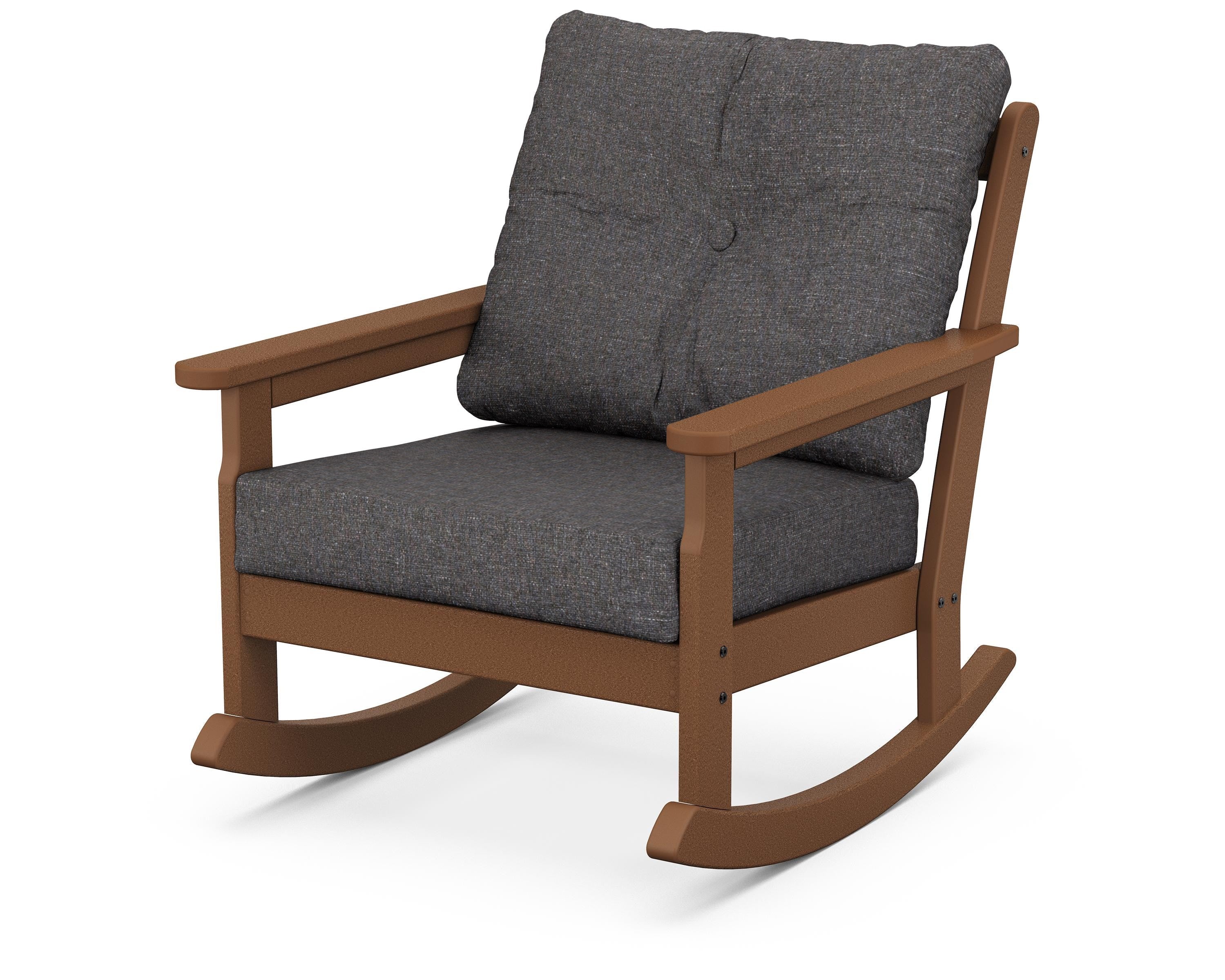 POLYWOOD® Vineyard Deep Seating Rocking Chair in Teak / Ash Charcoal