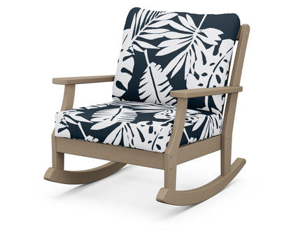POLYWOOD® Braxton Deep Seating Rocking Chair in Vintage Sahara / Leaf Marine Indigo