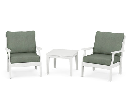 POLYWOOD® Braxton 3-Piece Deep Seating Set in White / Cast Sage