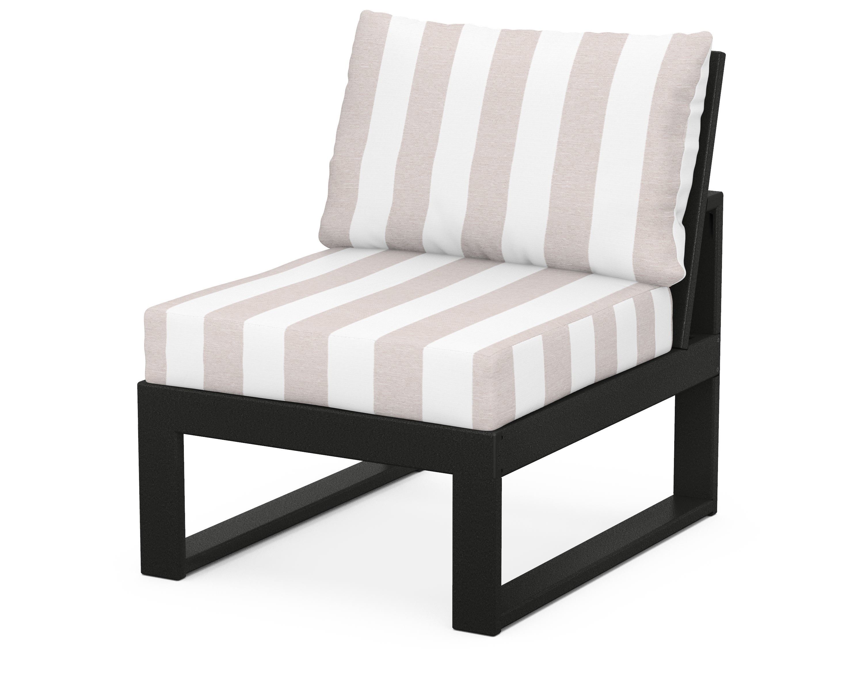 Unbranded Modular Armless Chair in Black / Cabana Stripe Dune Burlap