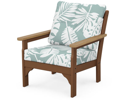 POLYWOOD® Vineyard Deep Seating Chair in Teak / Natural / Leaf Glacier Spa