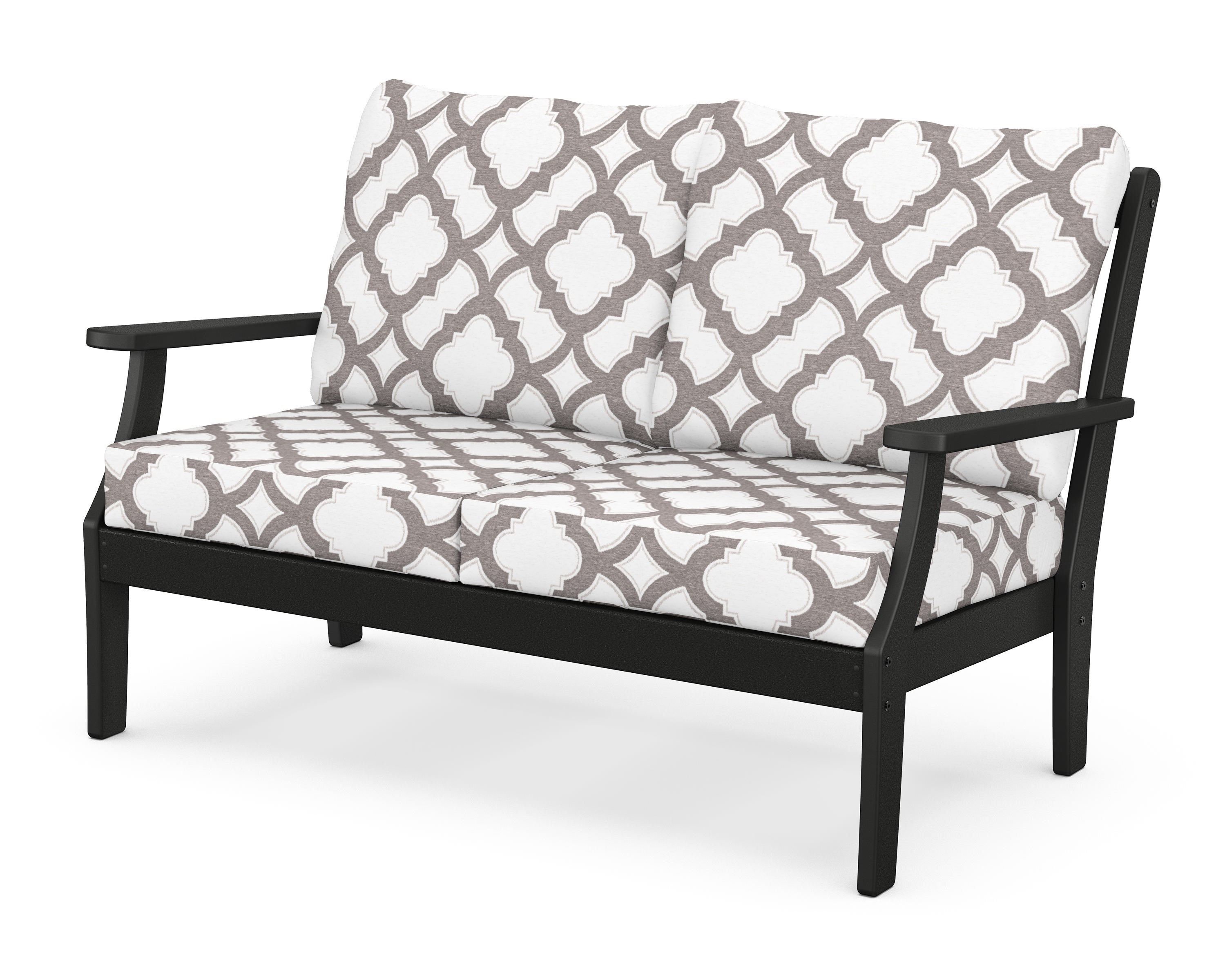 POLYWOOD® Braxton Deep Seating Loveseat in Black / Trellis Grey Mist