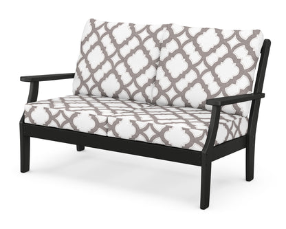 POLYWOOD® Braxton Deep Seating Loveseat in Black / Trellis Grey Mist