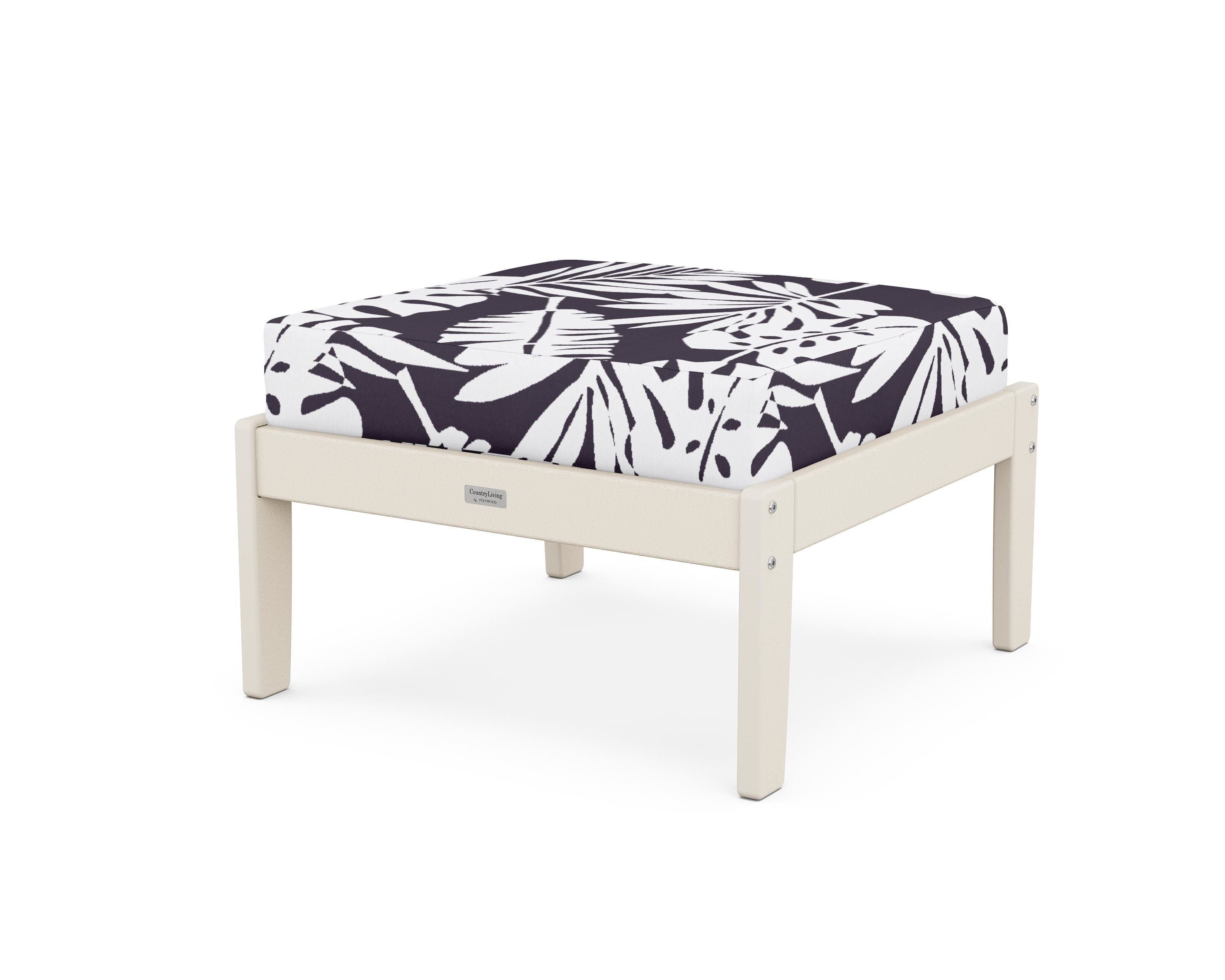 Country Living Cottage Deep Seating Ottoman in Sand / Leaf Navy