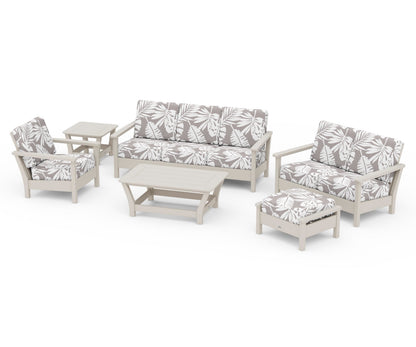 POLYWOOD® Harbour 6-Piece Outdoor Living Set in Sand / Leaf Grey Mist