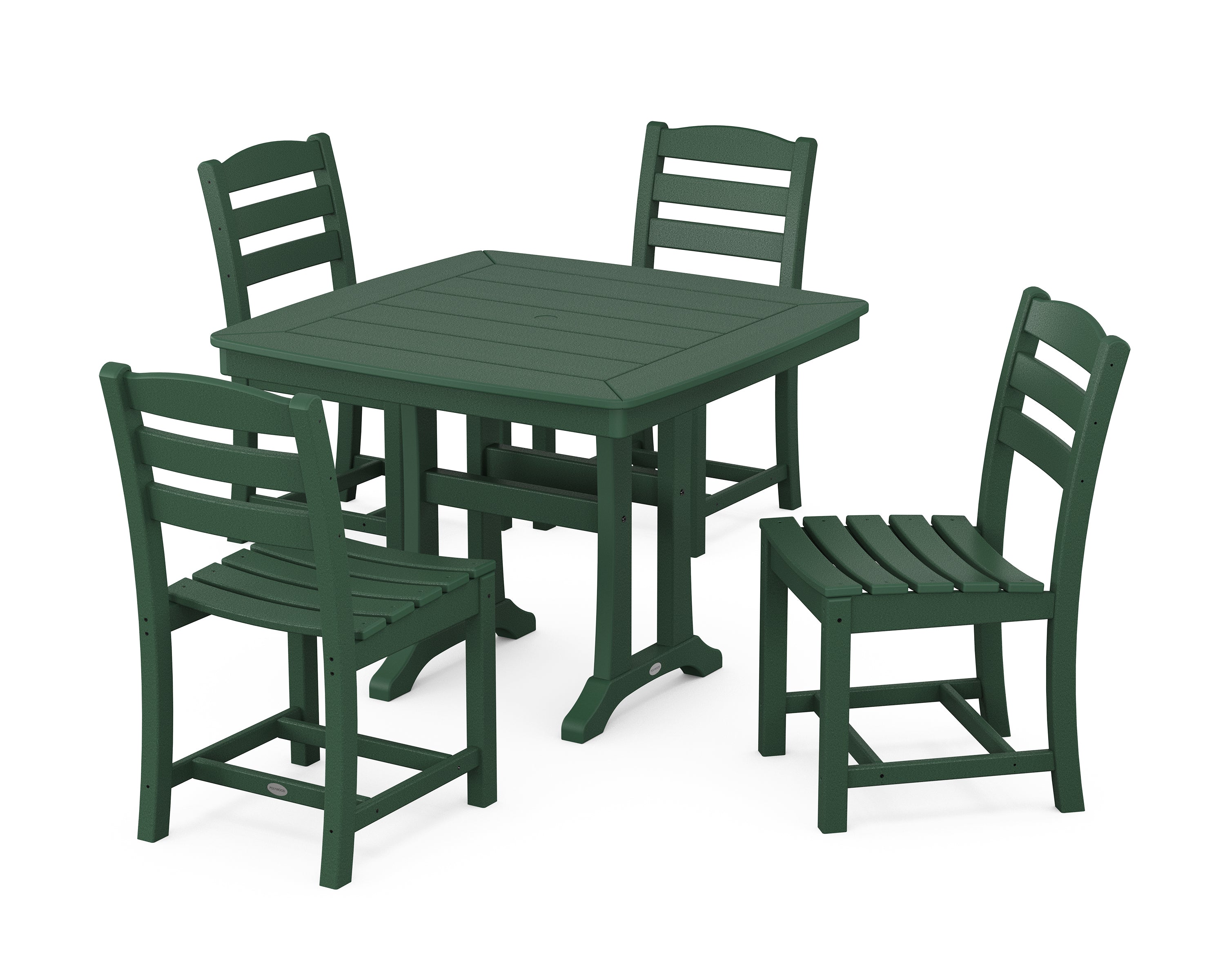 POLYWOOD® La Casa Café Side Chair 5-Piece Dining Set with Trestle Legs in Green