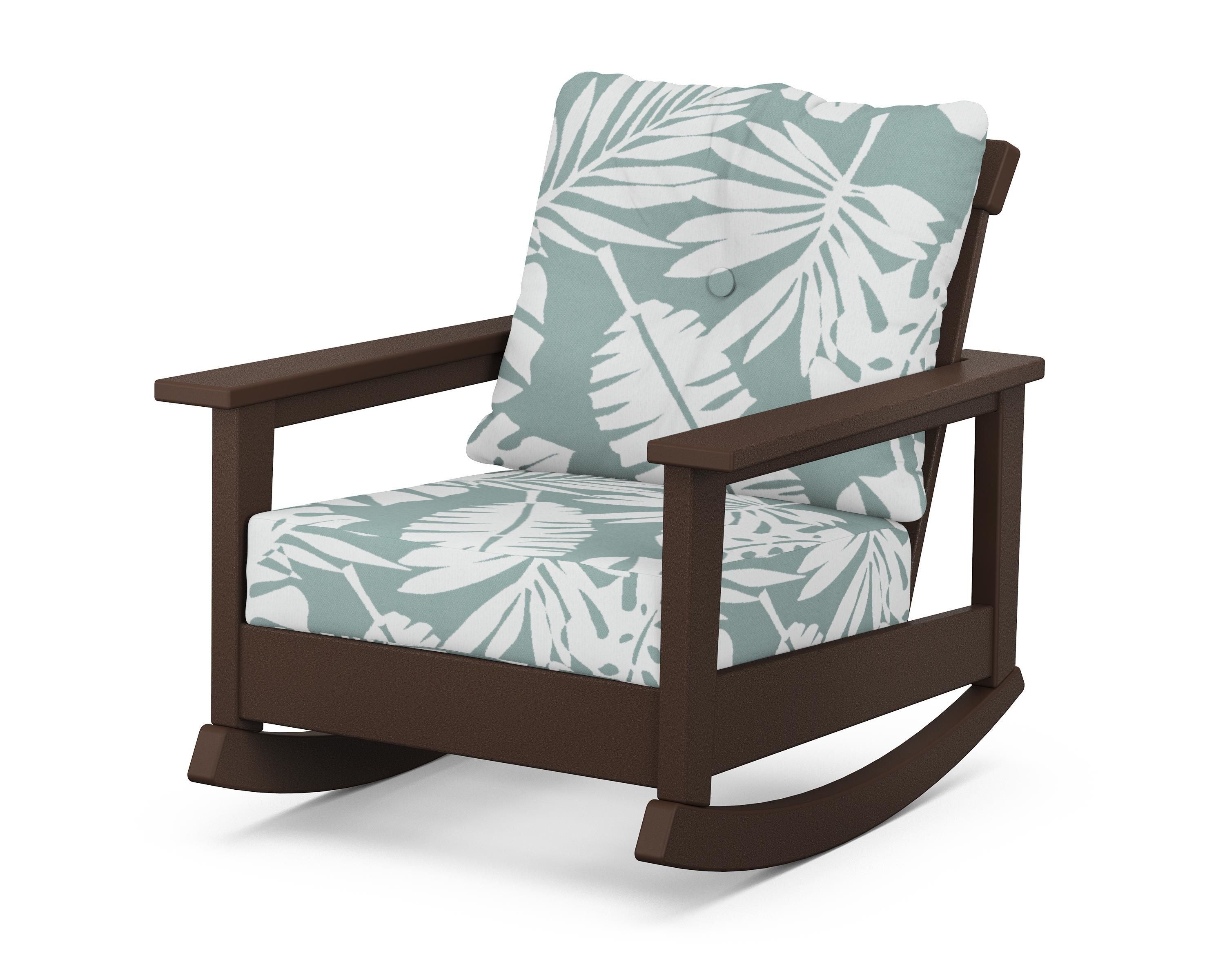 POLYWOOD® Prescott Deep Seating Rocking Chair in Mahogany / Leaf Glacier Spa