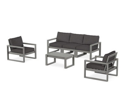 POLYWOOD® EDGE Sectional 4-Piece Deep Seating Set with Sofa in Slate Grey / Ash Charcoal