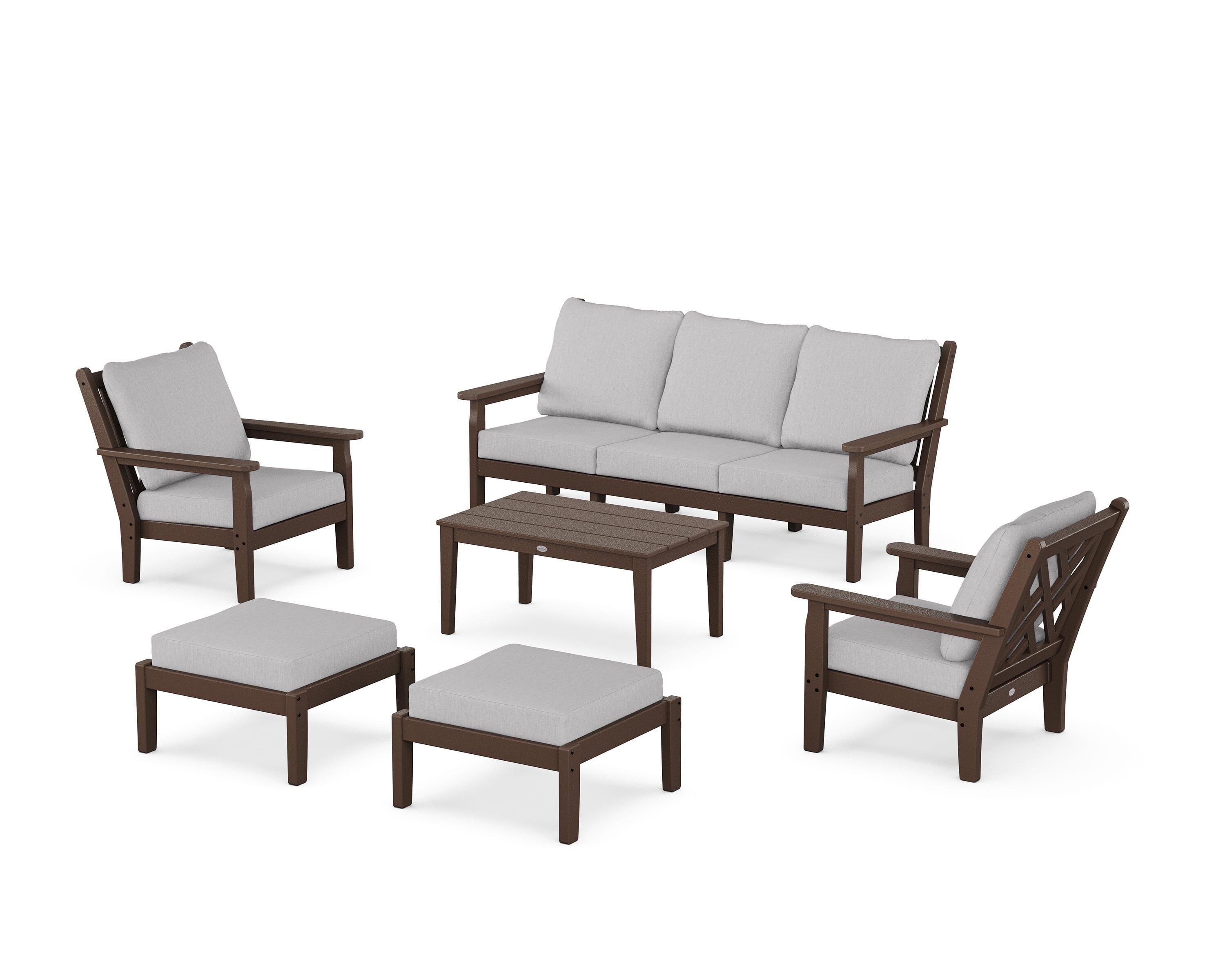 POLYWOOD® Chippendale 6-Piece Lounge Sofa Set in Mahogany / Granite