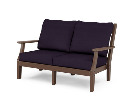 Country Living Wovendale Deep Seating Loveseat in Mahogany / Navy Linen