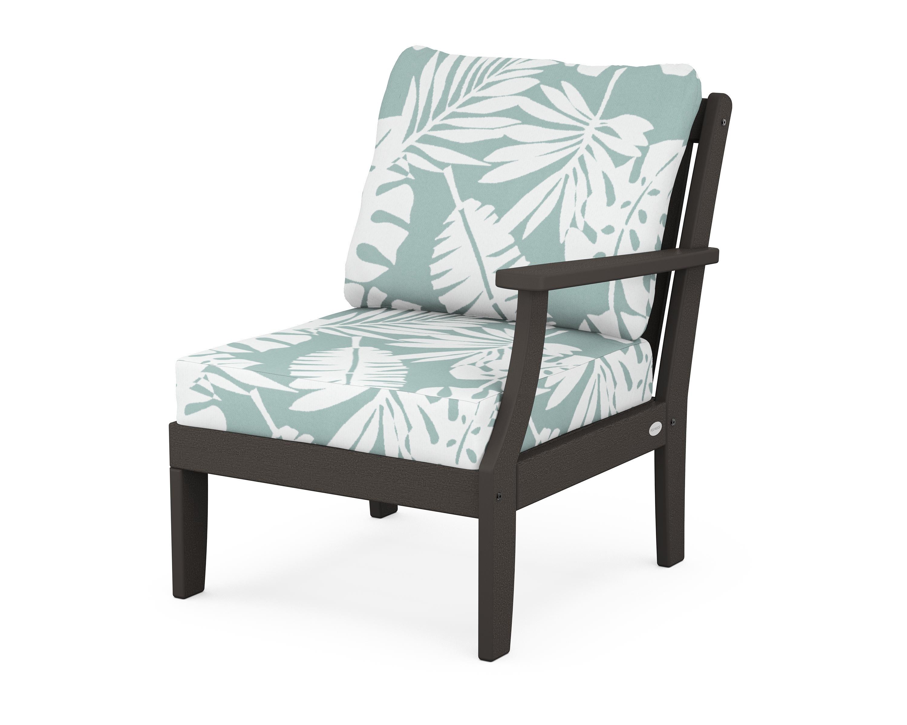 POLYWOOD® Braxton Modular Right Arm Chair in Vintage Coffee / Leaf Glacier Spa