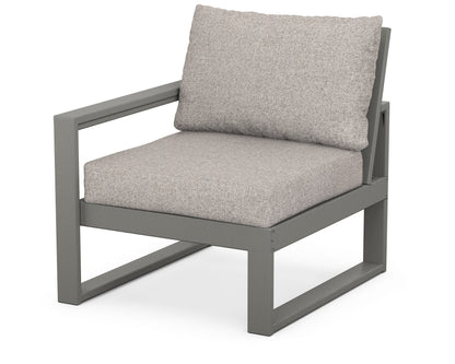 POLYWOOD® EDGE Modular Left Arm Chair in Slate Grey / Weathered Tweed