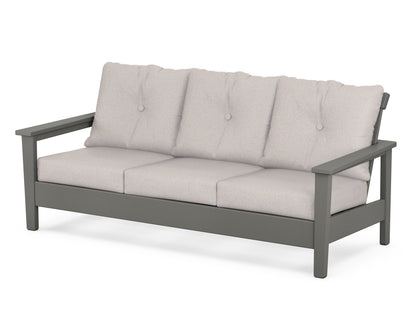 POLYWOOD® Prescott Deep Seating Sofa in Slate Grey / Dune Burlap