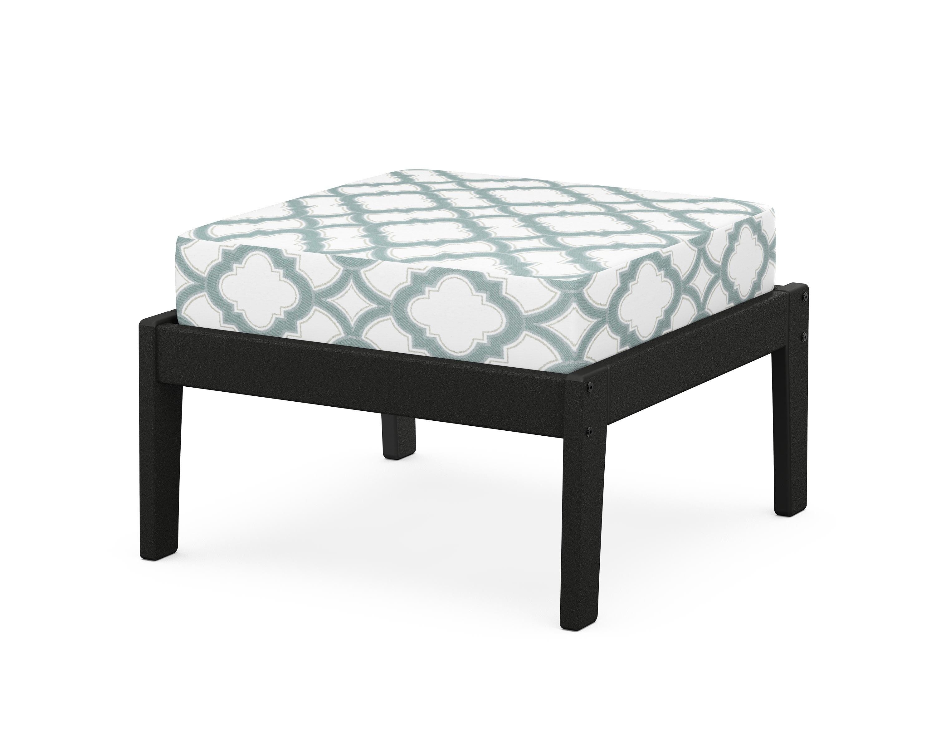 Unbranded Deep Seating Ottoman in Black / Trellis Glacier Spa