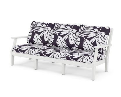 Martha Stewart by POLYWOOD® Chinoiserie Deep Seating Sofa in White / Leaf Navy