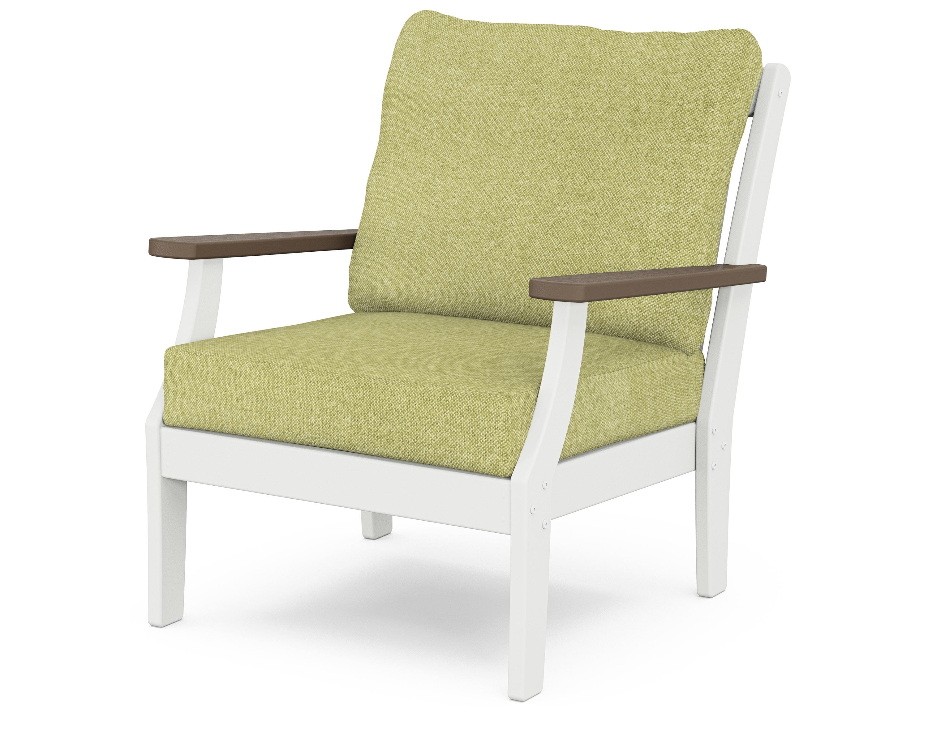 POLYWOOD® Braxton Deep Seating Chair in White / Kona / Chartreuse Boucle